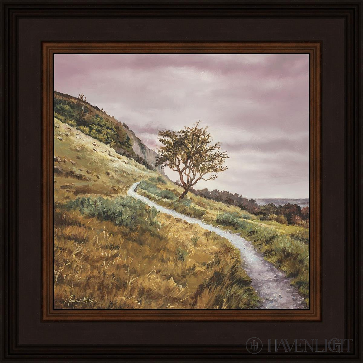 Broken Path Mountain Top Wall Art - Handmade Boho Decor for Living Room, Bedroom & Office - Inspirational Nature Landscape Painting for Home Decor