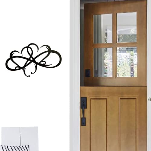 Eternity Infinity Double Heart Metal Wall Art - Black Romantic Sculpture for Living Room & Home Decor - Perfect Gift for Couples & Lovers - Ideal for Valentine's Day, Anniversary & Wedding Decorations