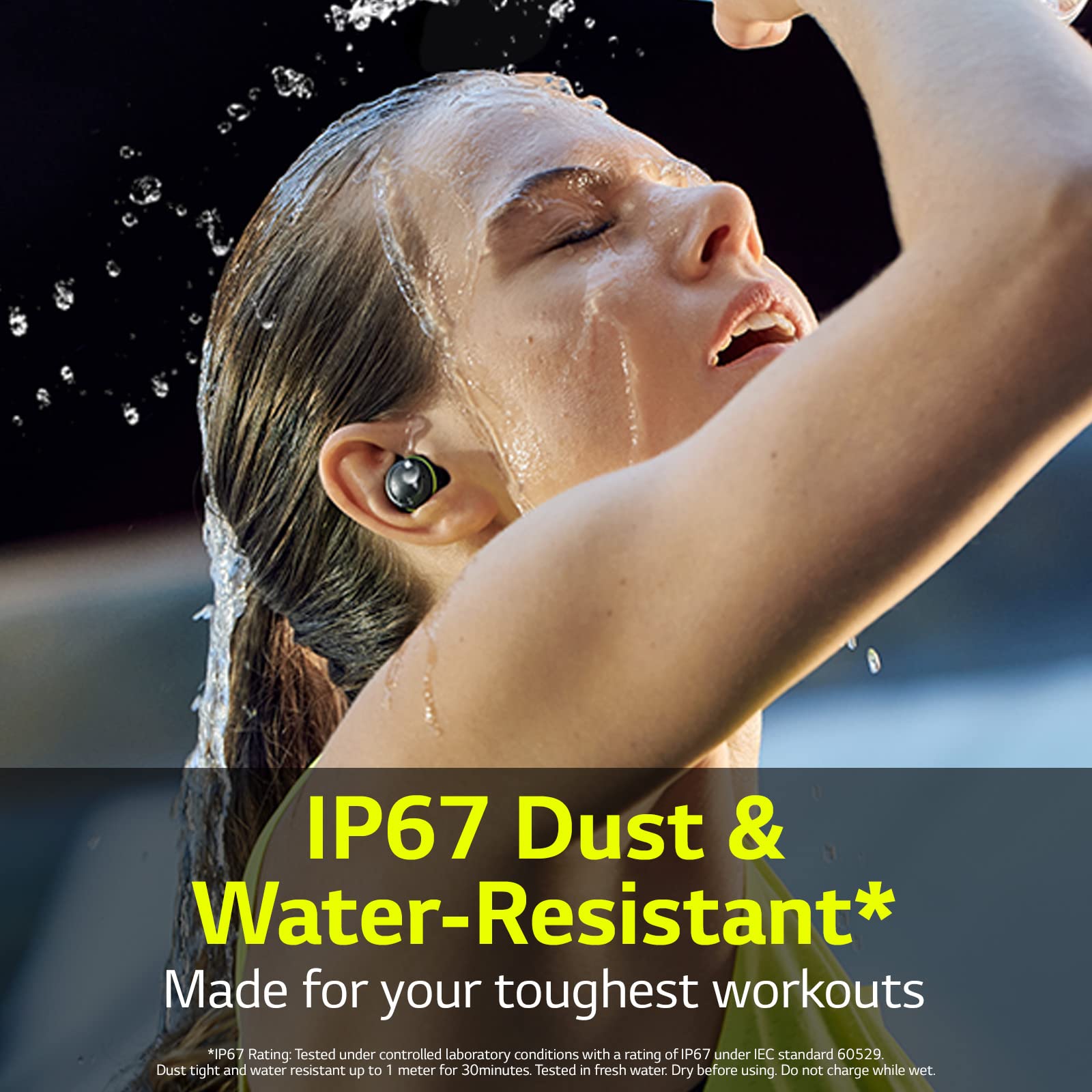 LG TONE Free TF8 True Wireless Bluetooth Earbuds with UVnano Charging Case - IP67 Waterproof & Dustproof, Black (Small Size) - Perfect for Running, Gym Workouts & Outdoor Sports