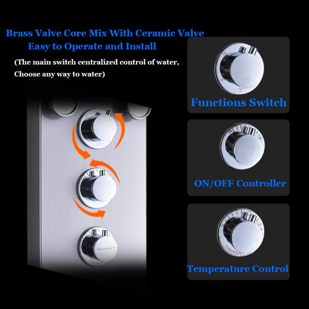 Brushed Nickel Wall Mounted Bathroom Shower Panel with Adjustable Plastic Hand Shower - Perfect for Modern Home Spa Experience and Luxury Bathroom Upgrade