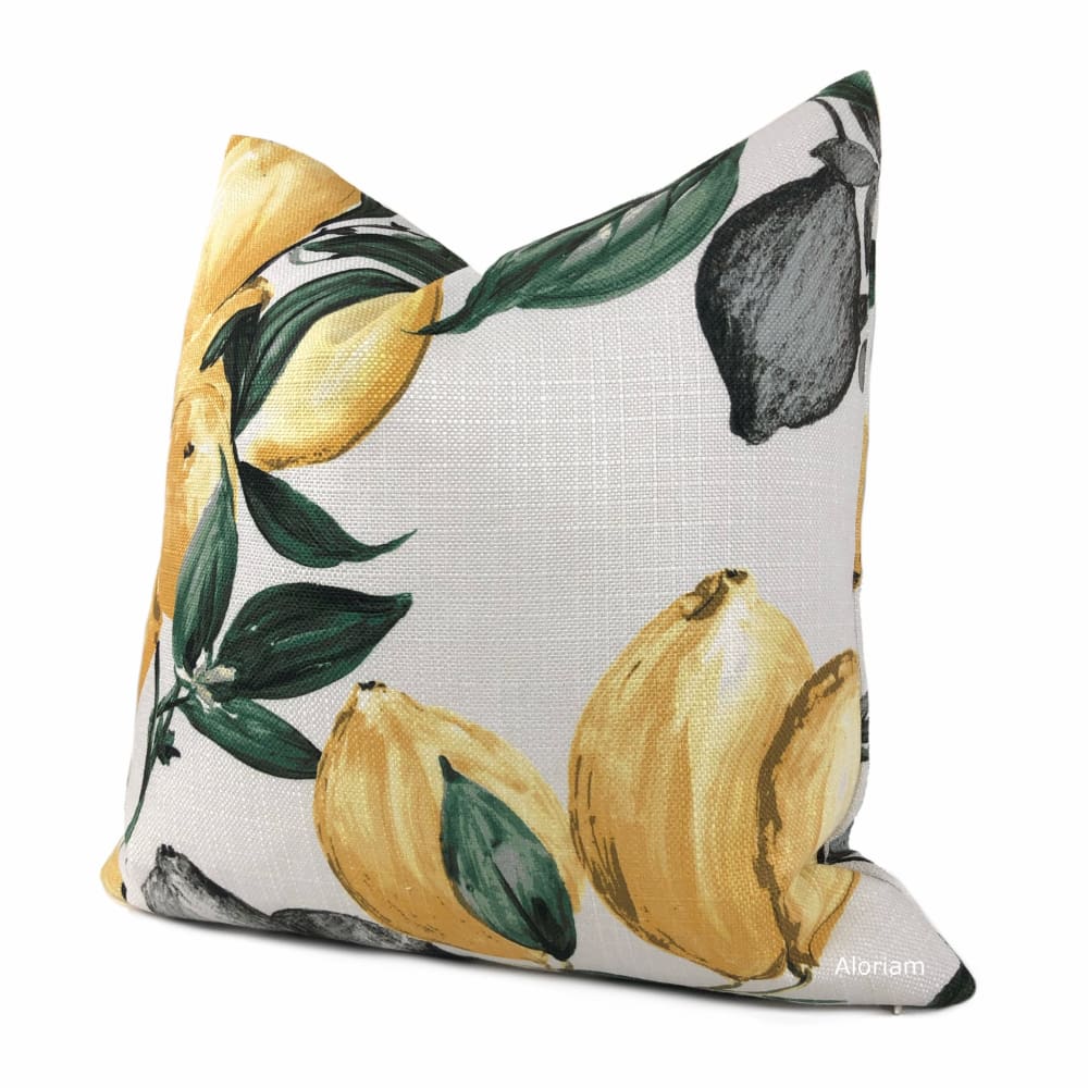 Amalfi Lemon Tree Print Pillow Cover - Decorative 18x18 Inch Throw Pillow Case for Sofa, Bed, Couch - Vibrant Citrus Home Decor for Living Room, Bedroom, Patio