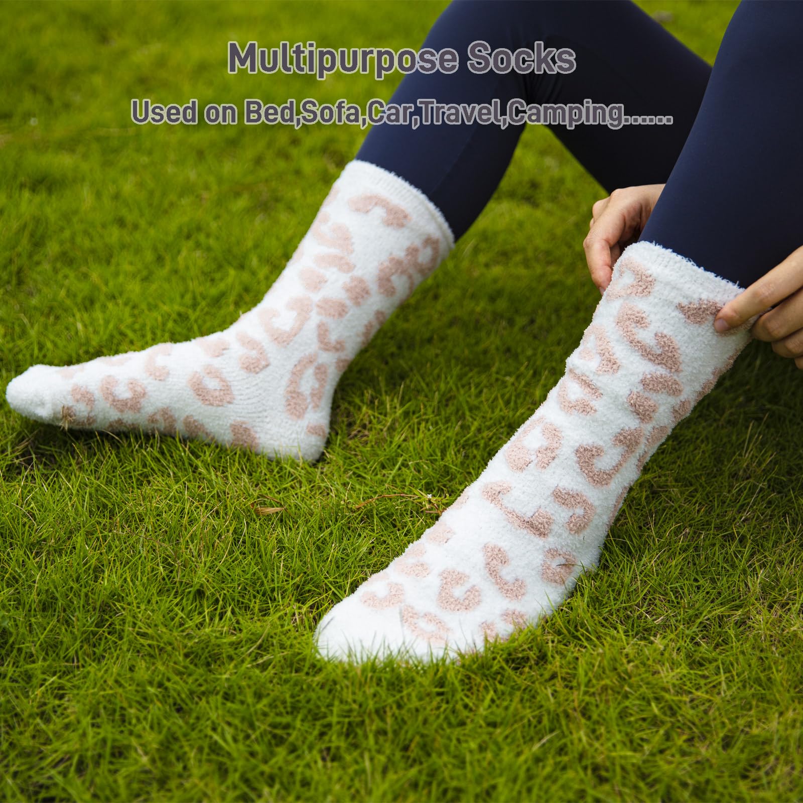 Women's Fuzzy Leopard Print Socks - Ultra Soft Microfiber Cozy & Warm Winter Socks - Perfect Gift for Her - Ideal for Home, Office & Lounge Wear