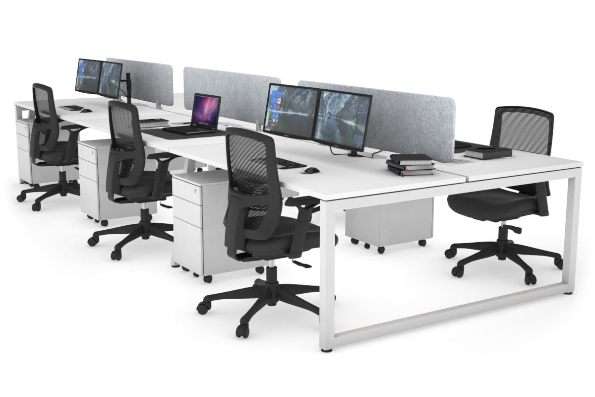 Quadro Loop Legs 6-Person Office Workstation - 1400L x 800W with Cable Management - Perfect for Open Office Layouts & Collaborative Workspaces