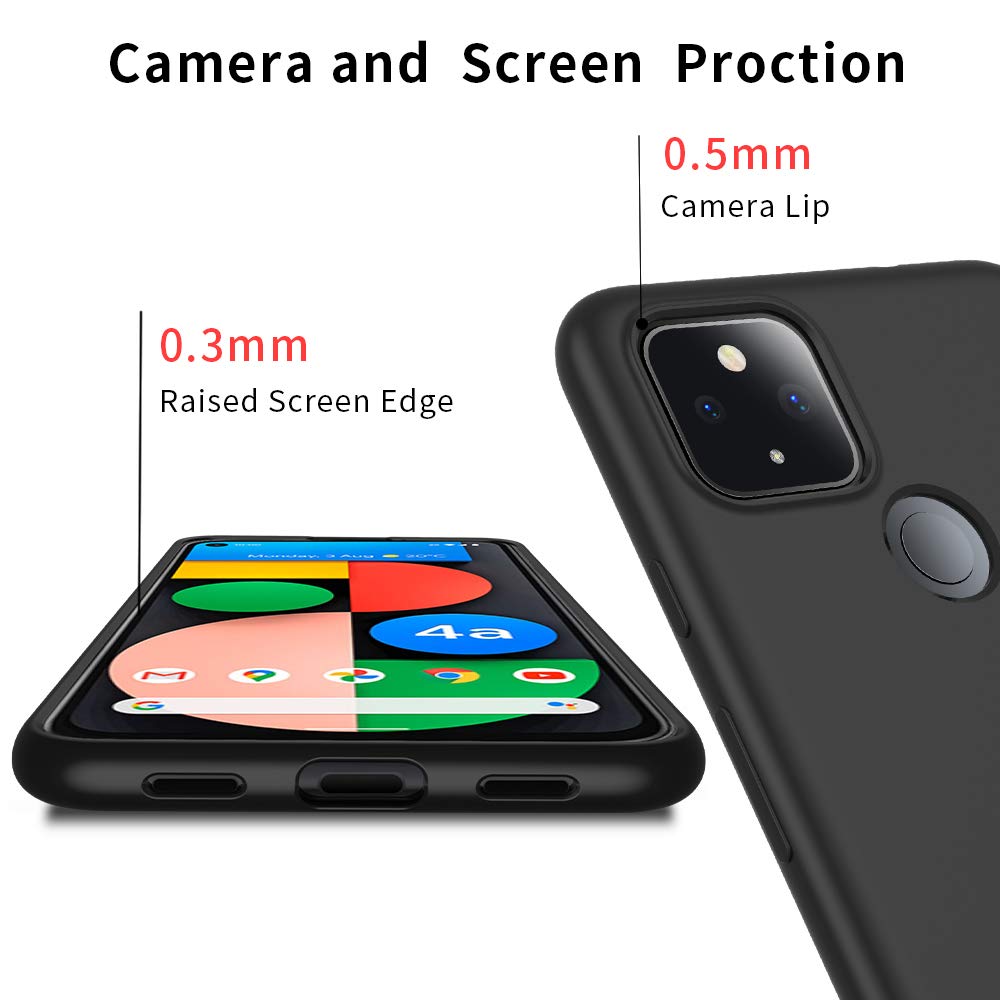 Google Pixel 4a 5G Case Slim Fit - Ultra-Thin Soft Flexible TPU Matte Finish Protective Cover with Enhanced Grip - Ideal for Everyday Use and Travel - Black