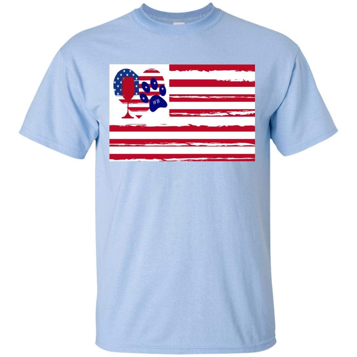 American Flag Wine Paw Heart T-Shirt - Ultra Cotton Comfort for Patriotic Pet Lovers | Perfect for 4th of July, BBQ Parties & Dog-Themed Events