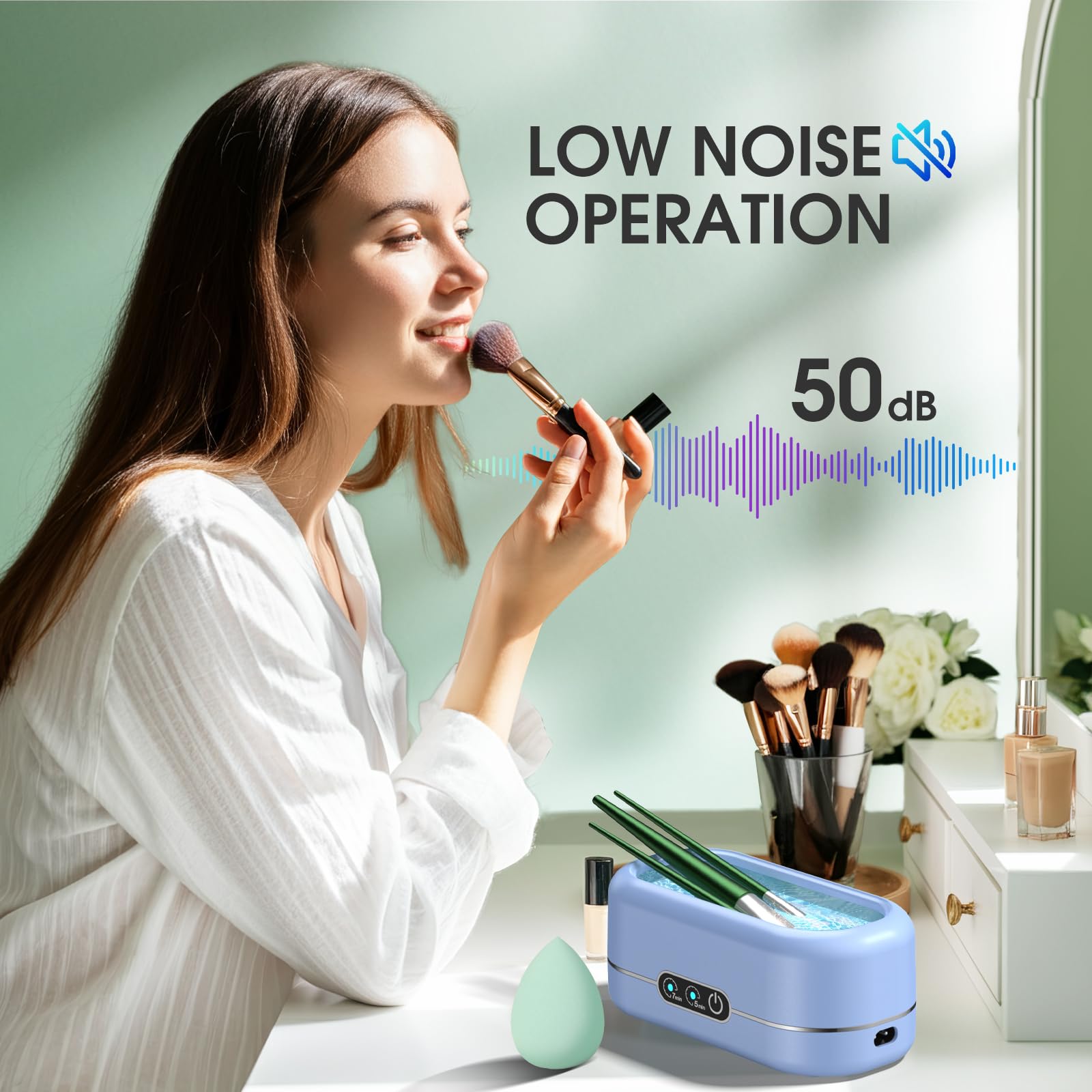 Professional 50KHz Ultrasonic Jewelry Cleaner with Digital Timer - 304 Stainless Steel Cleaning Machine for Jewelry, Eyeglasses, Rings, Watches & Dentures | Perfect for Home, Salon & Dental Care (Blue)