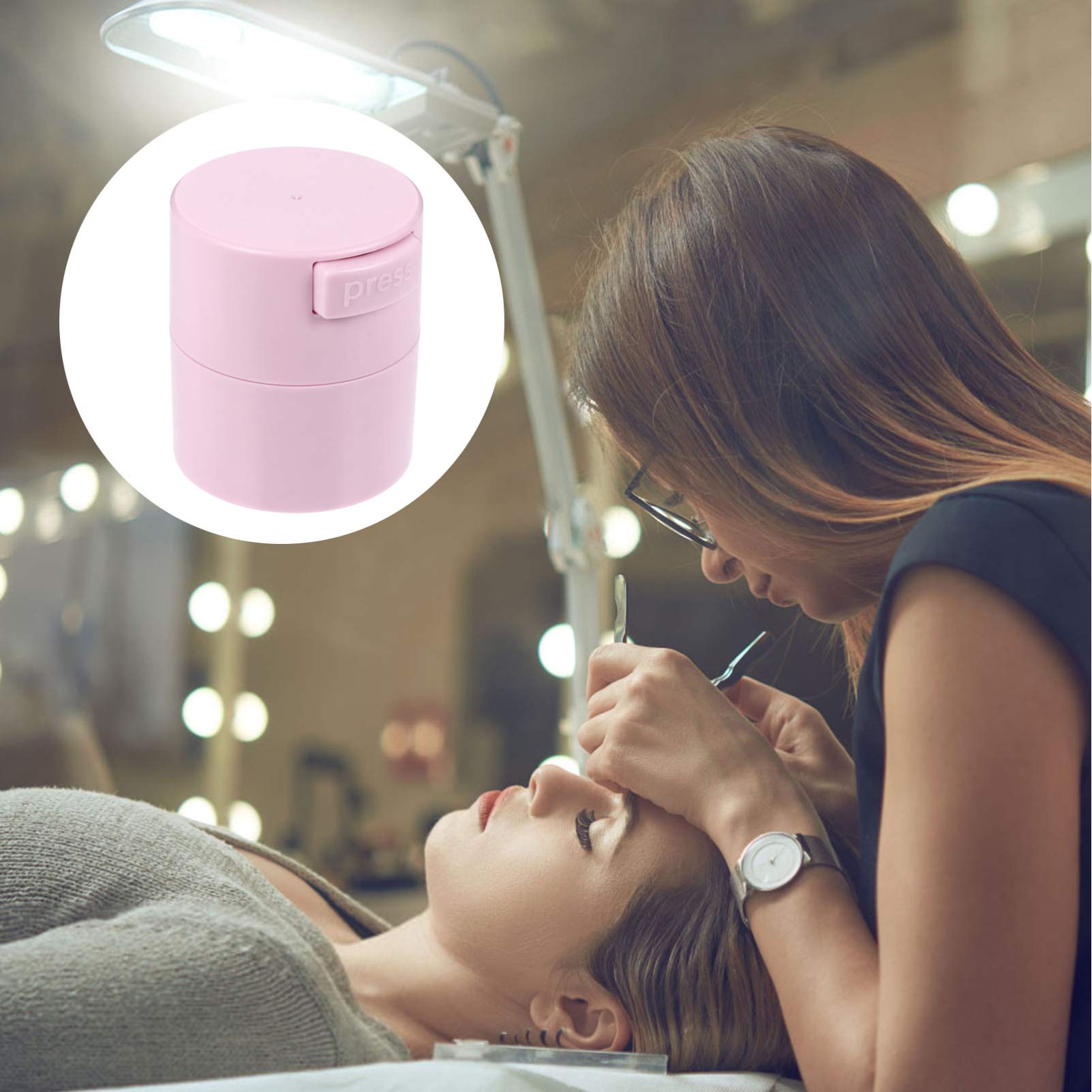 Lurrose Vacuum Seal Eyelash Extension Glue Storage Container - Portable Lash Glue Jar & Nail Polish Organizer for Women & Girls - Perfect for Salon, Travel & Home Use