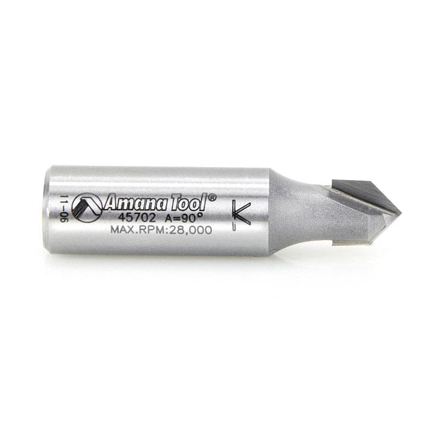 Amana 45702 V Groove Router Bit - 90 Degree, 7/16