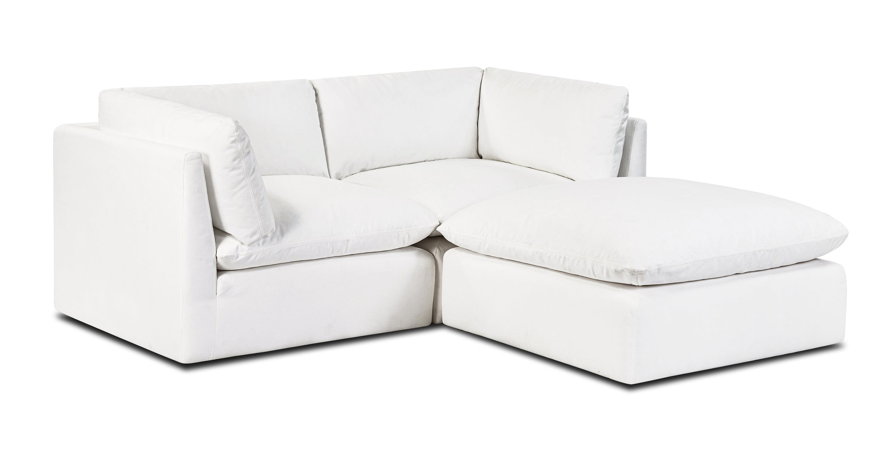 3-Seat Davos Modular Sectional Sofa - Modern L-Shaped Couch for Living Room, Lounge & Small Spaces - Soft Fabric Upholstery with Reversible Chaise