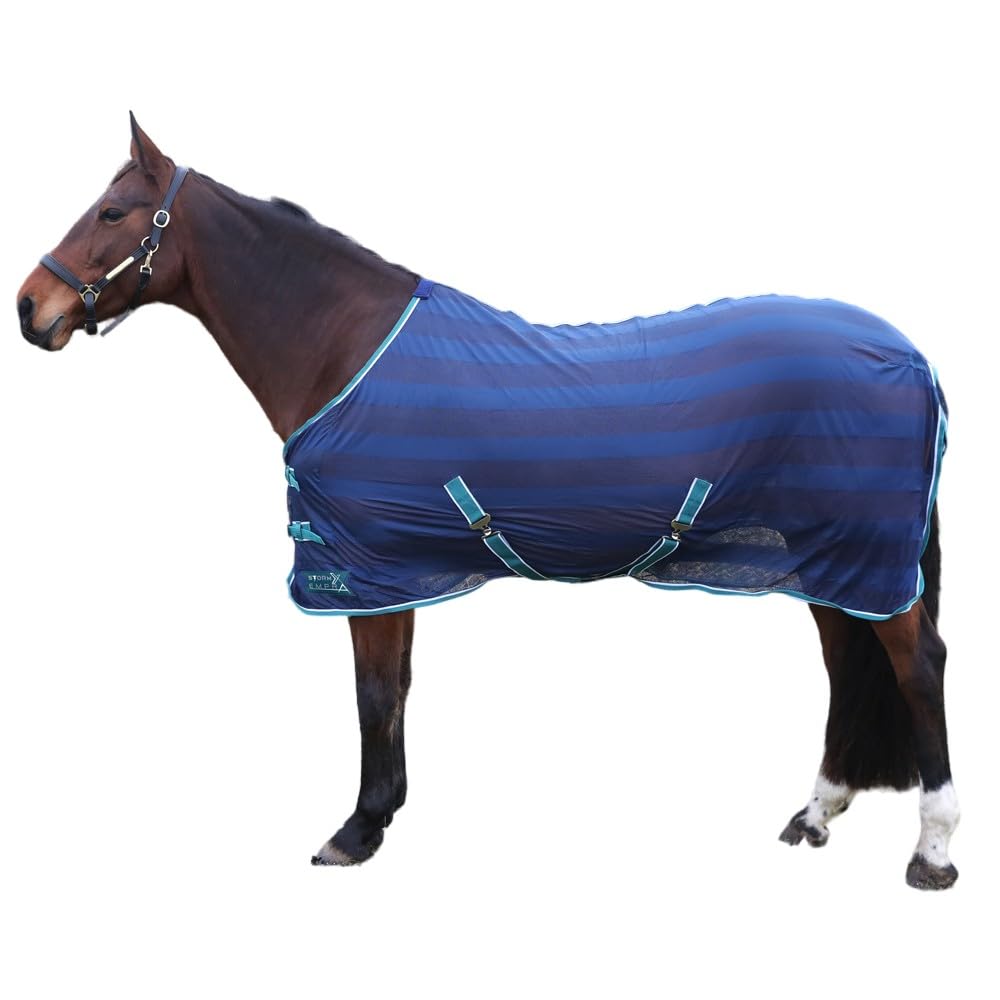 HY EQUESTRIAN StormX Empra Air Motion Cooler Rug for Horses - Breathable Navy Horse Blanket (4'6