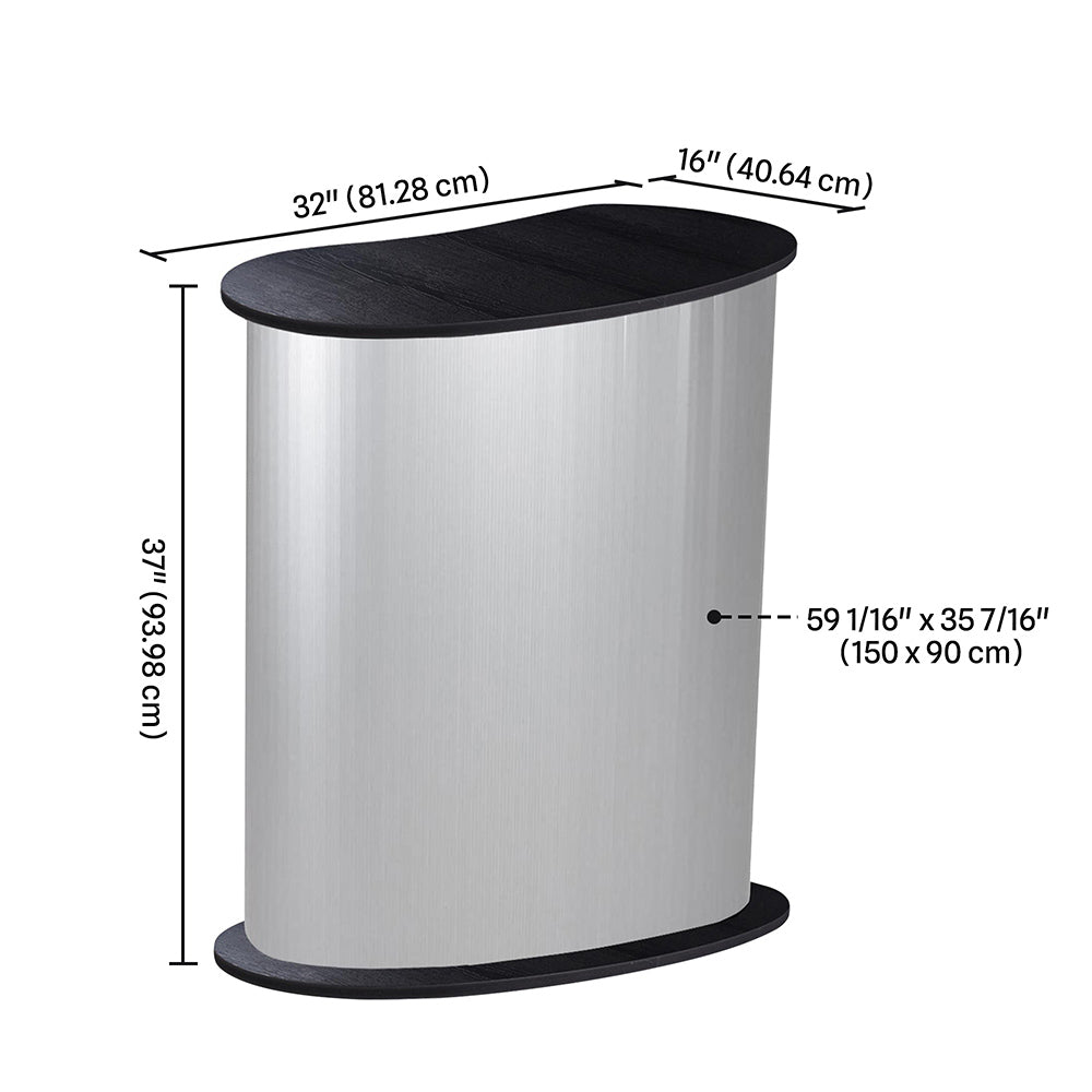 TheLAShop 32x16x37 Inch Portable Trade Show Podium Counter Demo Table - Lightweight & Durable Folding Display Stand for Exhibitions, Conferences, and Business Events - Black