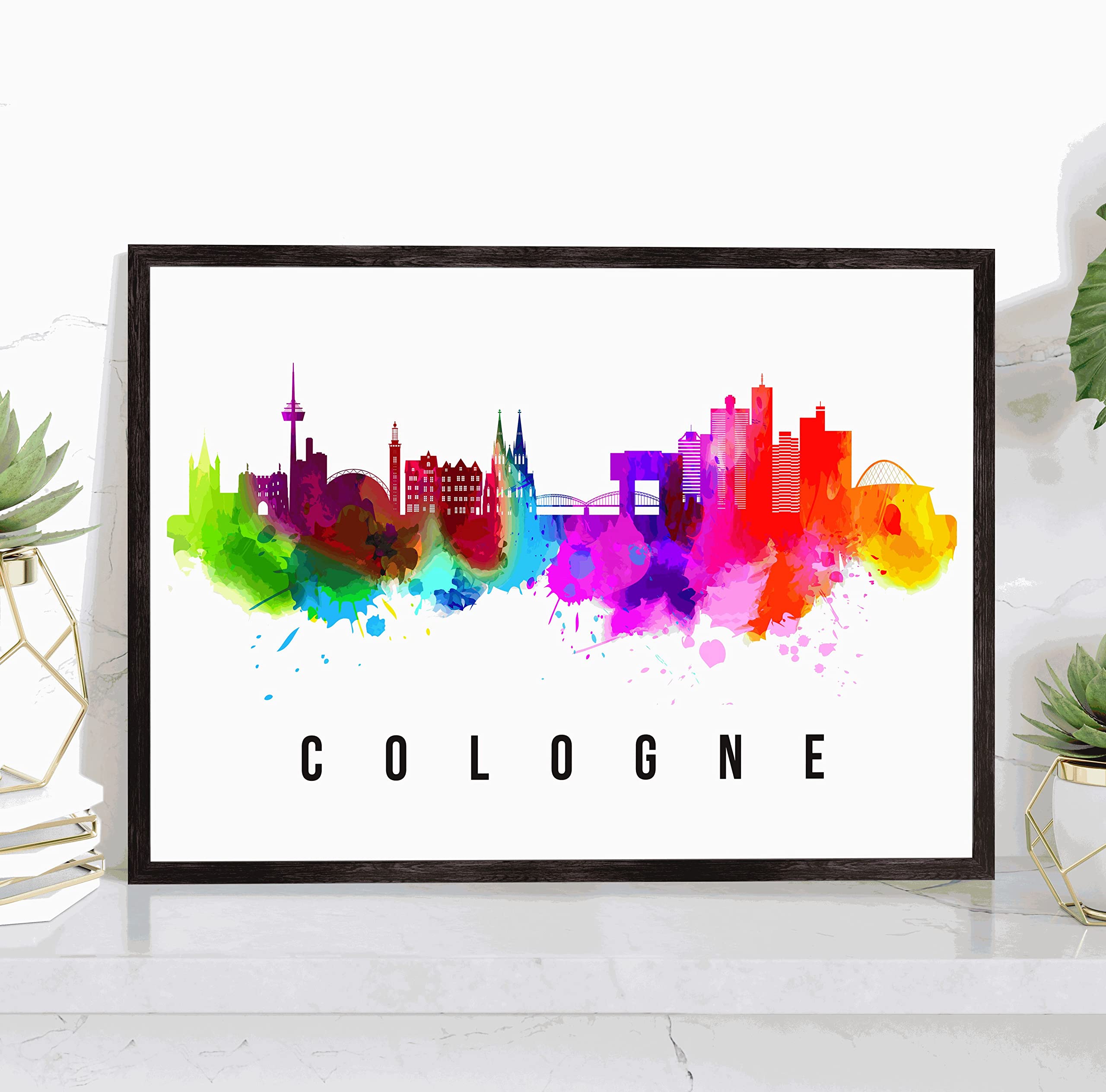 Stunning Cologne Skyline Germany Poster - Vintage Cologne Cityscape Painting & Landmark Print - Premium Home & Office Wall Art Decor for Living Room, Bedroom or Workspace