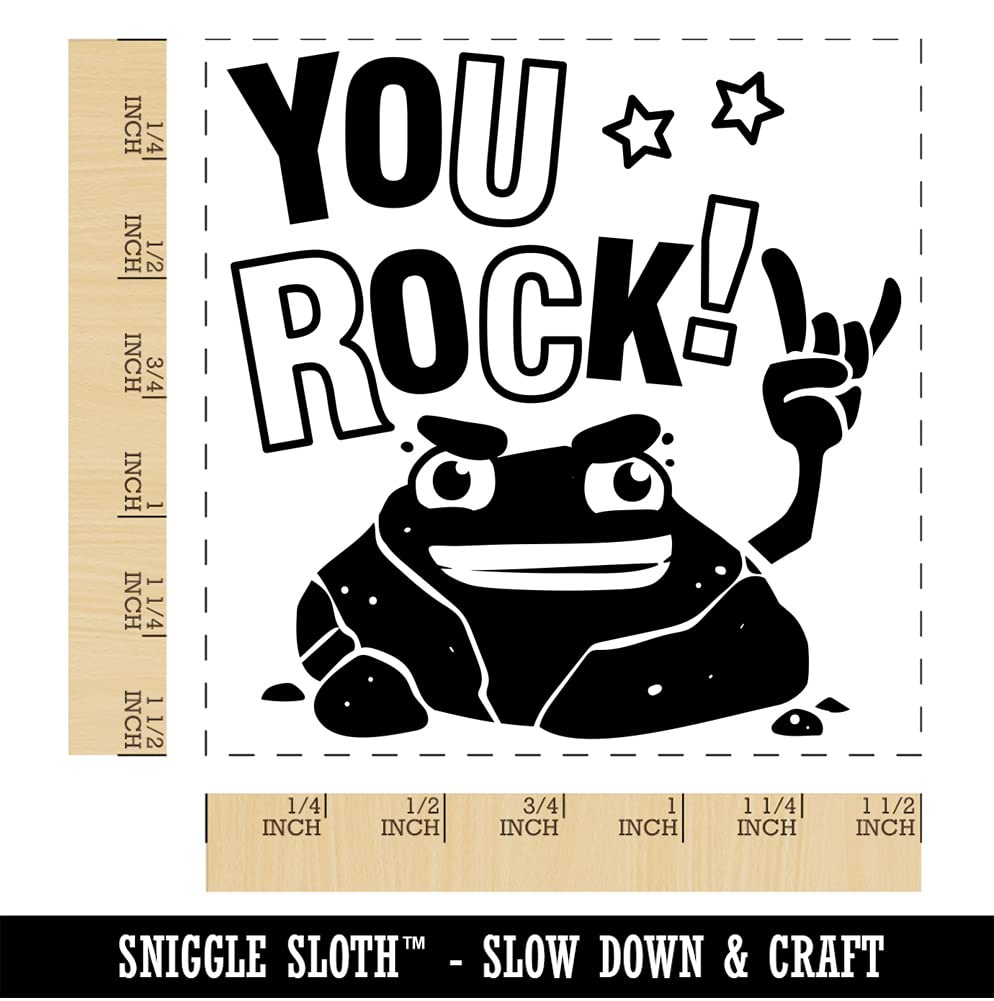 You Rock Self-Inking Rubber Stamp with Black Ink - 1.5 Inch Large Stamp for DIY Crafts, Scrapbooking & Office Use