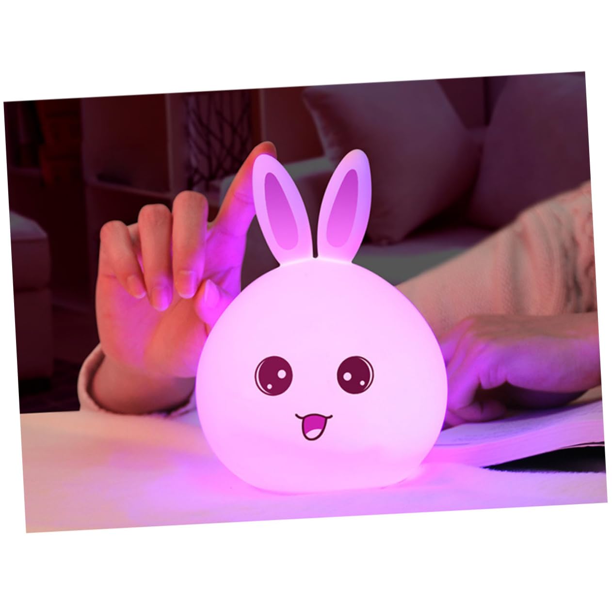 Cute USB Night Light - Pink Rabbit Cartoon Night Lamp with USB Plug for Kids, Nursery, Bedroom - Perfect for Bedtime, Reading & Decor