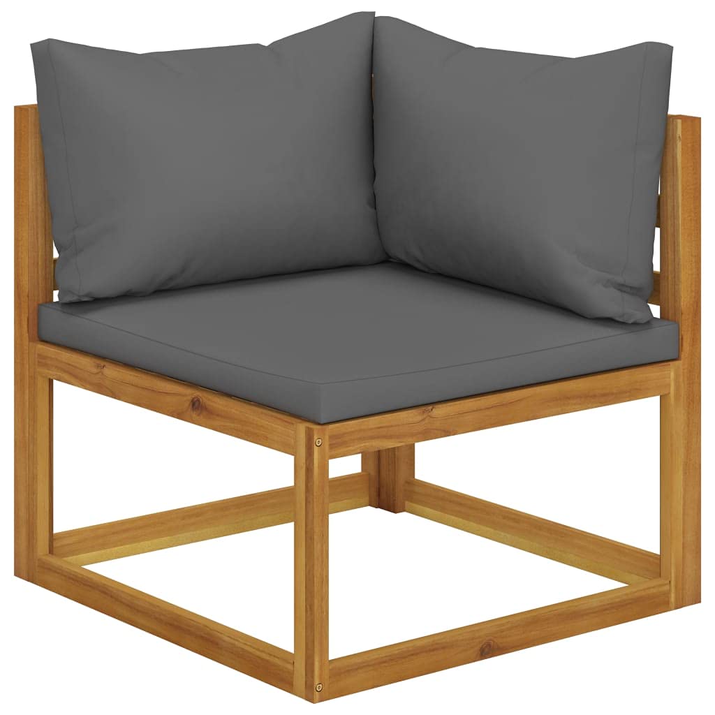 Premium Acacia Wood Patio Lounge Set with Cushions - Luxury Outdoor Furniture for Garden, Poolside & Backyard - Modular Design Includes Coffee Table - Dark Gray Weather-Resistant Cushions - Perfect for Relaxing & Entertaining