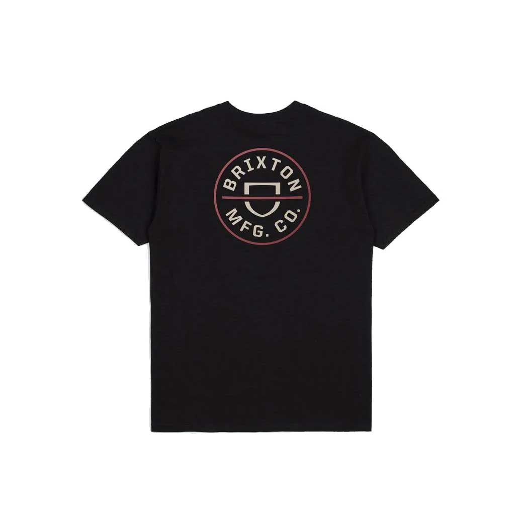 Brixton Crest II Short Sleeve T-Shirt for Men - Black, Whitecap, Dusty Cedar - Casual Wear, Street Style, Everyday Comfort