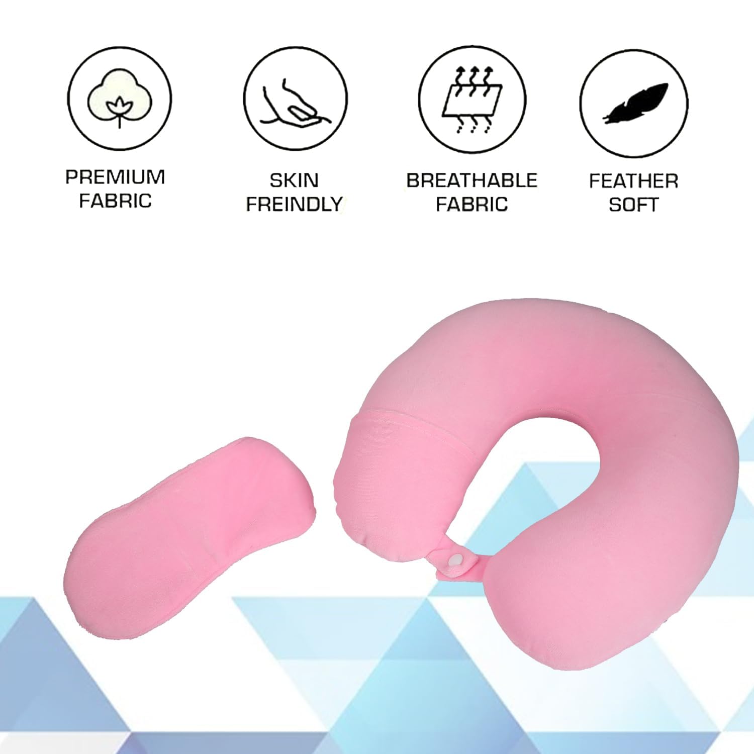 Ashtron Travel Neck Pillow with Eye Mask & Earphone Case - Memory Foam Support for Neck Pain Relief, Airplane & Car Travel Essentials - Perfect for Long Flights, Road Trips & Commuting