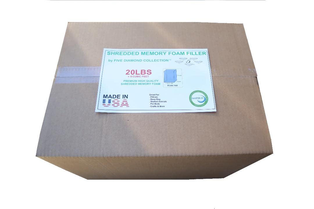 20 LBS Premium Shredded Memory Foam Refill - Soft Pillow & Cushion Stuffing for Beds, Bean Bags, Pet Beds, Furniture Repair - Ideal for Home, Office & Gym Use