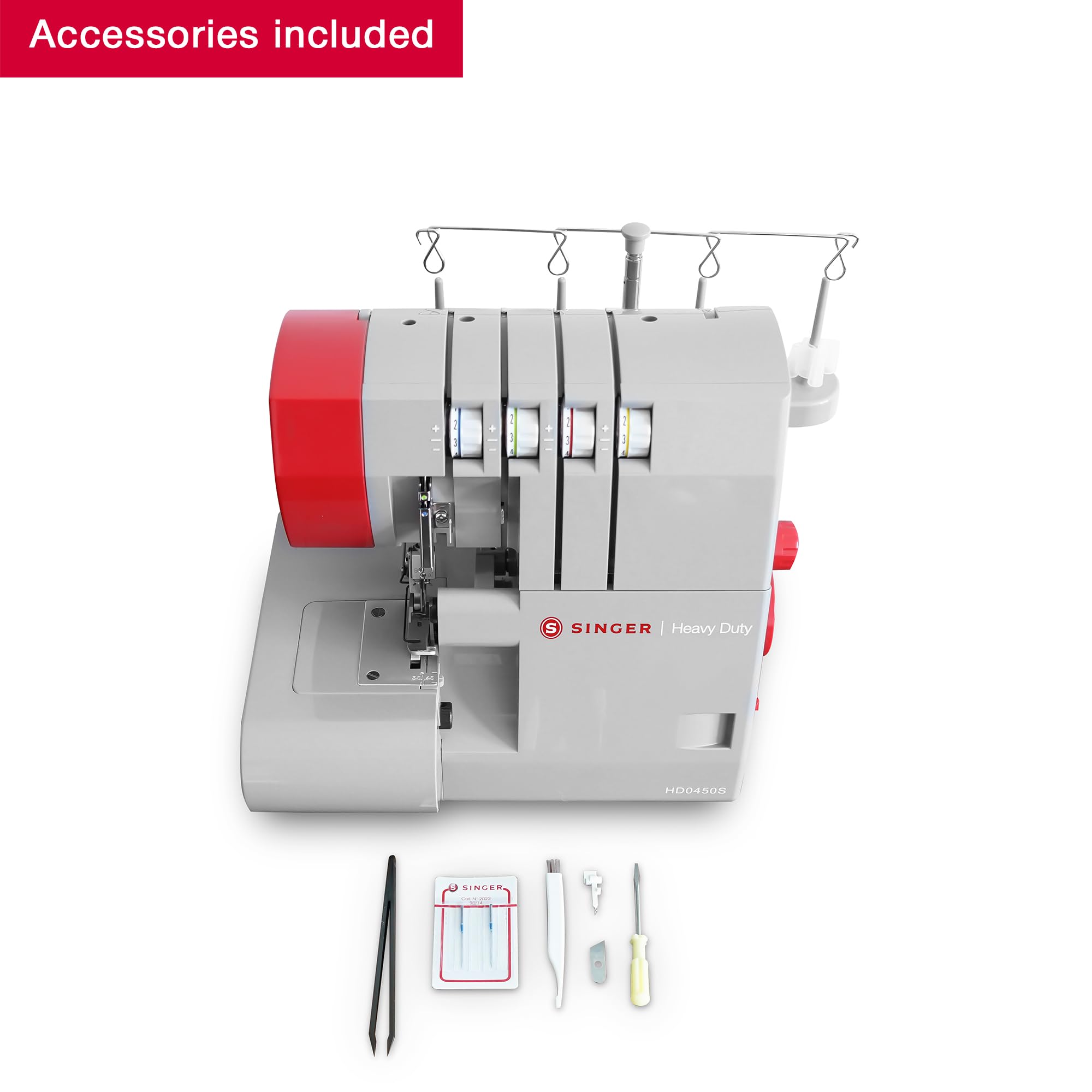 SINGER HD0450S Heavy Duty Serger Overlock Machine - 2/3/4 Thread, 1300 Stitches/Min, 60% Larger Knife, Differential Feed | Professional Sewing for Denim, Leather & Heavy Fabrics | Perfect for Home Tailoring & Fashion Design
