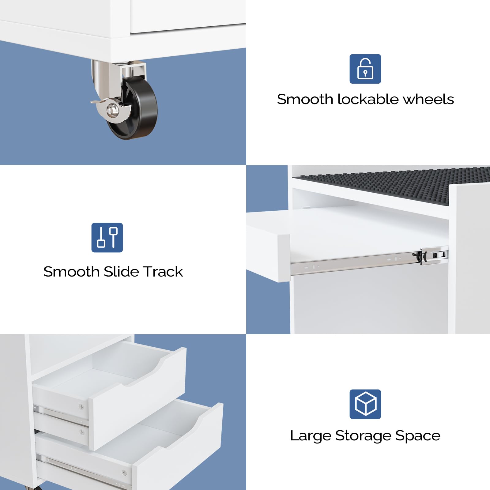 **Professional Salon Trolley Cart with Wheels - Mobile Beauty Storage Organizer with Non-Slip Pads & Drawers - Ideal for Spa, Tattoo, Esthetic Clinic, Dental Salon & Lab - White**    *(Perfect for organizing skincare tools, tattoo supplies, dental instruments, and salon essentials on the go!)*