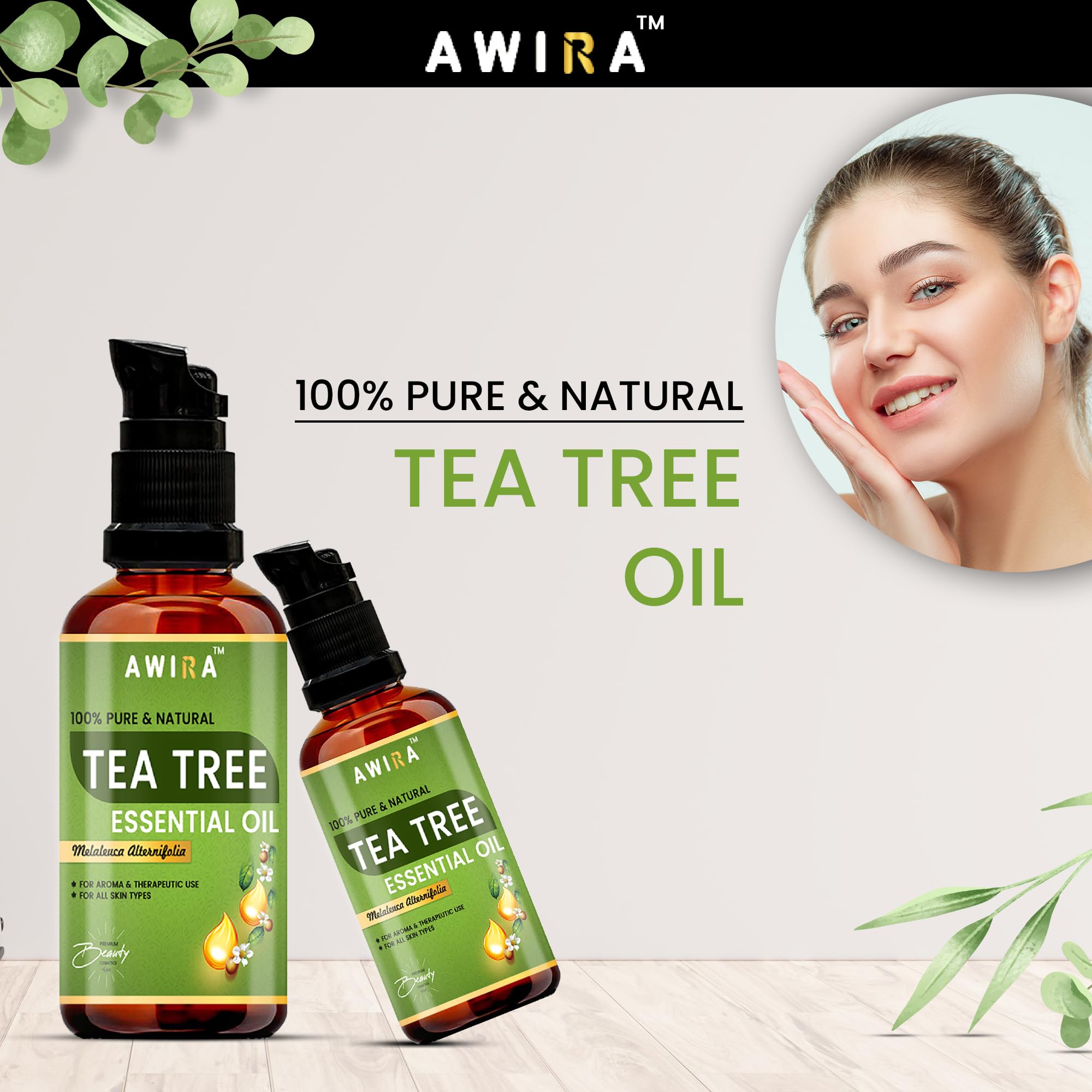 Awira 100% Pure Tea Tree Essential Oil for Skin, Hair & Acne Treatment - 30ml Undiluted Therapeutic Grade Natural Oil for Face Care, Scalp Health & Blemish Relief | Perfect for DIY Beauty, Aromatherapy & First Aid