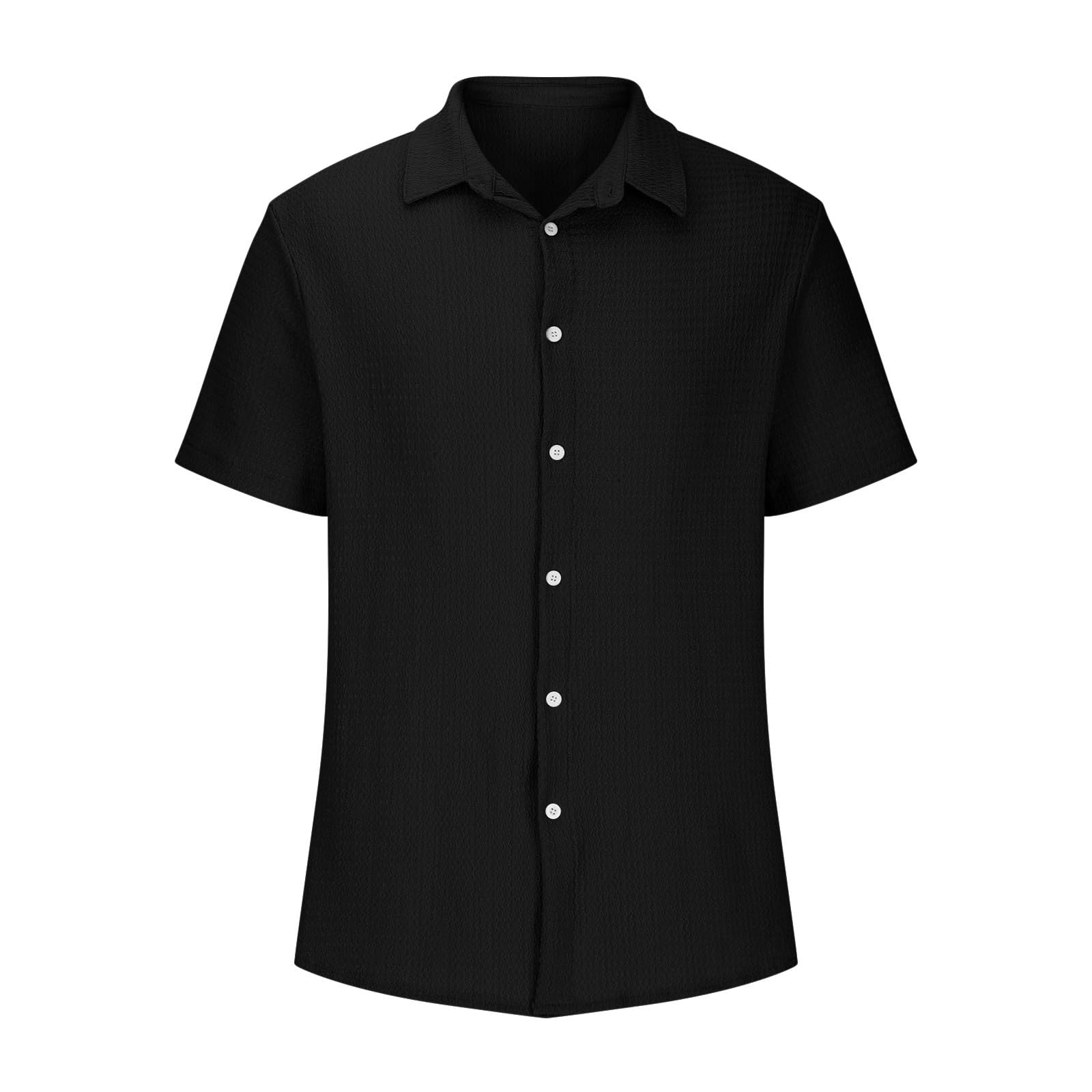 Men's Cotton Linen Short Sleeve Button Down Shirt - Breathable Business Casual Dress Shirt for Summer, Beach & Hawaiian Style | Office Wear, Vacation Outfit, Weekend Relaxation