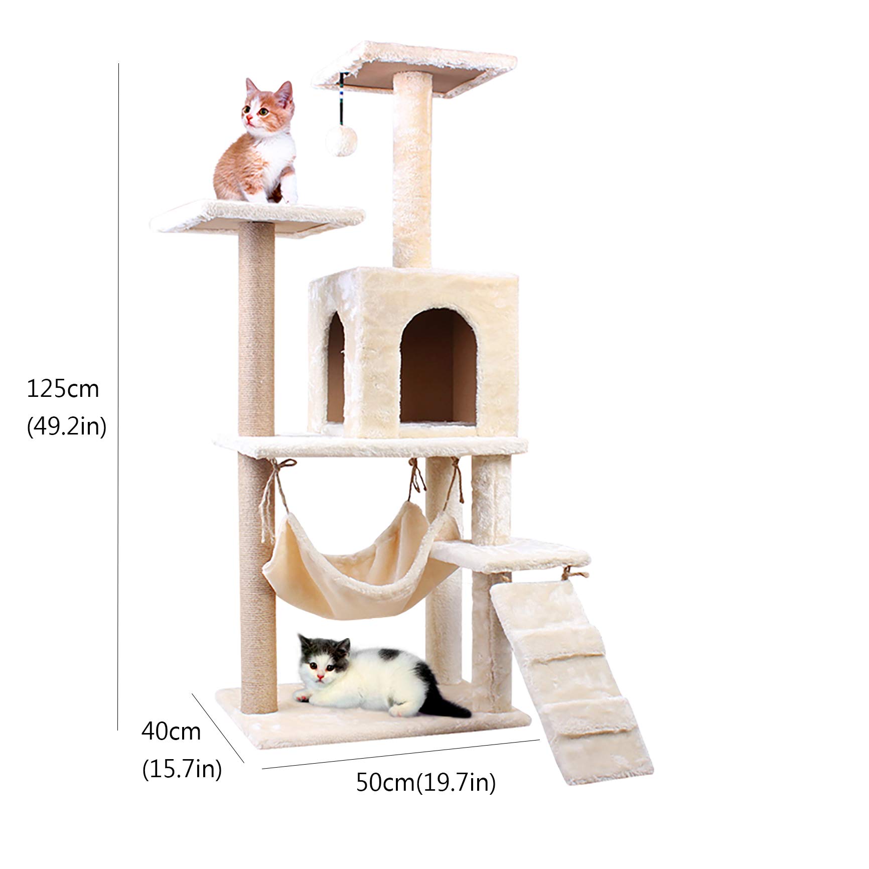 Premium 49-Inch Cat Tree Tower with Scratching Posts - Multi-Level Cat Condo House with Fun Toys (3 Colors, Gray) | Durable Cat Furniture for Indoor Play & Climbing Activity Center - Perfect for Kittens & Adult Cats