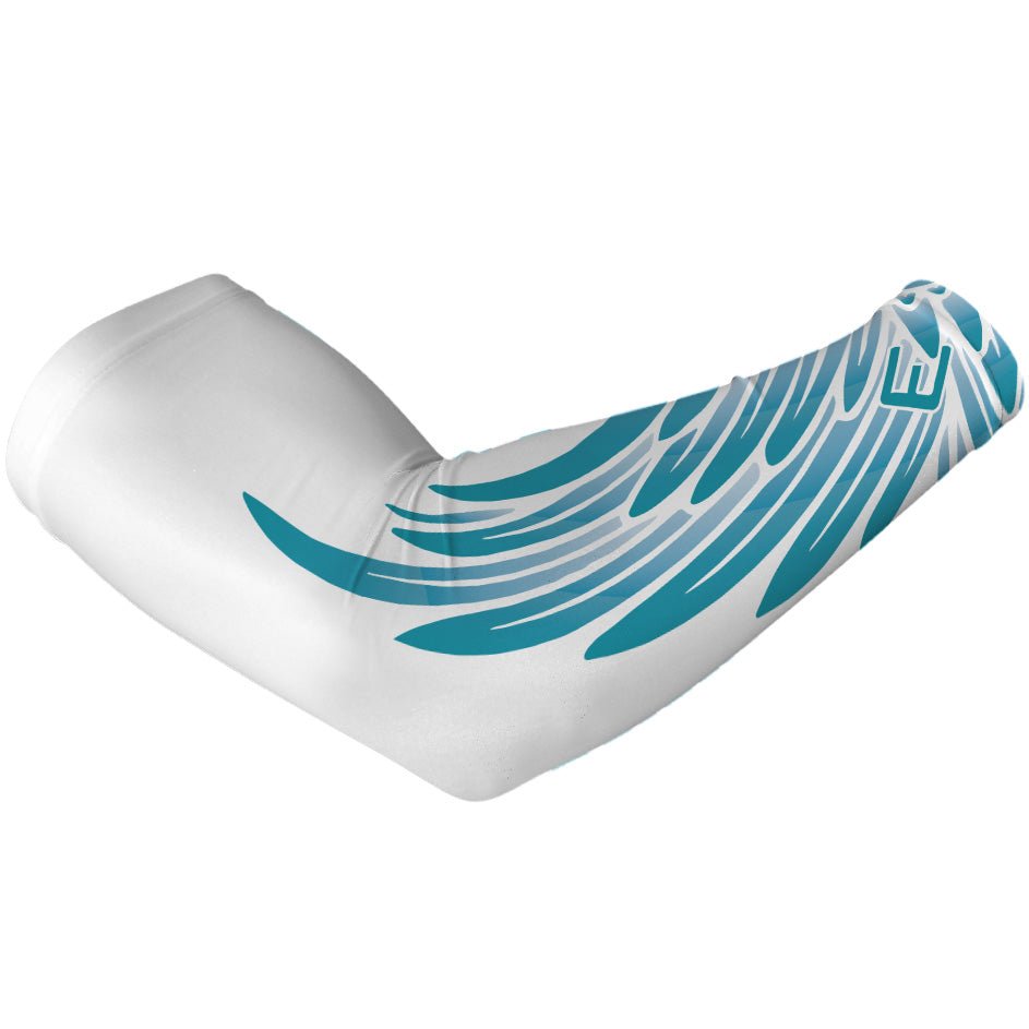 Light Blue Wing Arm Sleeves for Sports & Outdoor Activities - Breathable UV Protection Arm Covers for Running, Basketball, Cycling & Fitness