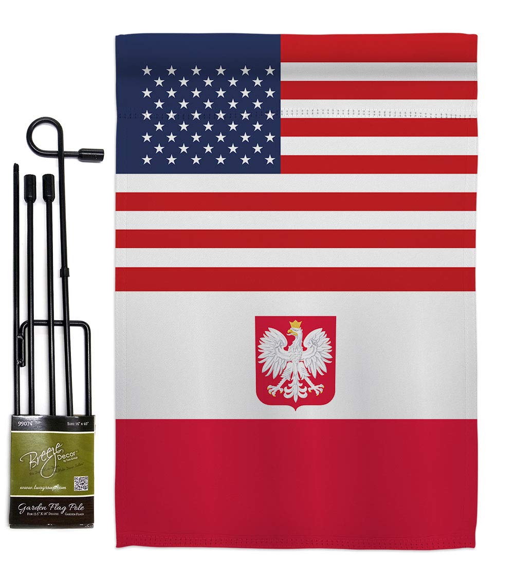 Poland Eagle US Friendship Garden Flag Set - Double-Sided 13x18.5in - Made in USA for Yard & Home Decor