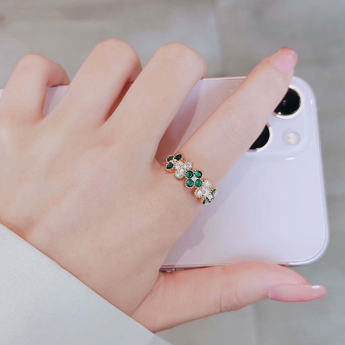 Lucky Gold Four Leaf Clover Adjustable Ring for Women & Men – Elegant Irish Shamrock Jewelry Gift for St. Patrick's Day, Wedding & Good Luck Charm