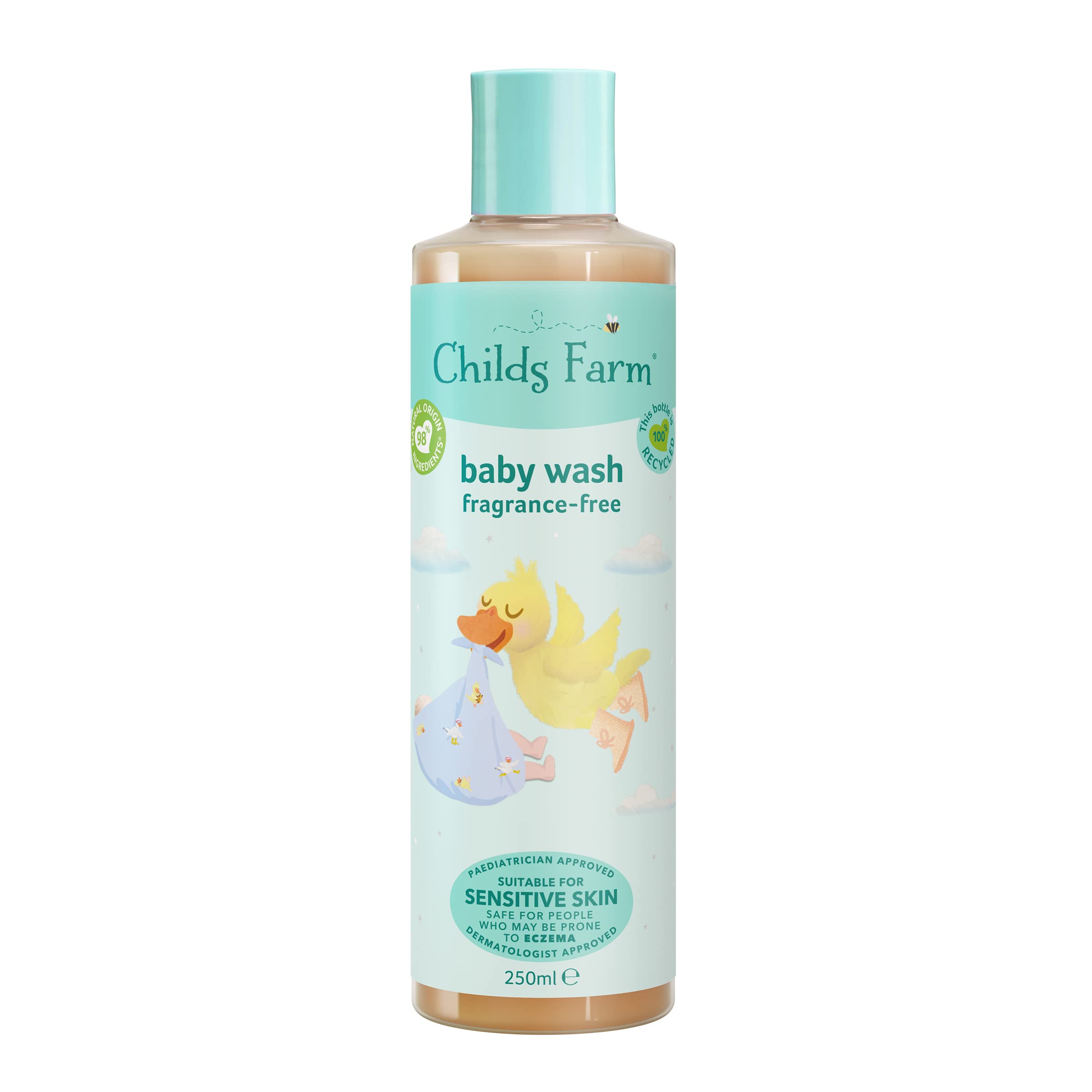 Childs Farm Fragrance-Free Baby Body Wash for Newborns - Gentle Cleansing for Dry, Sensitive & Eczema-Prone Skin, 250ml - Perfect for Daily Bath Time & Sensitive Skin Care