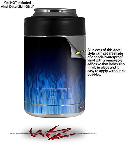 Fire Blue Decal Skin Wrap for Yeti Rambler Colster & RTIC Can Coolers - Durable Vinyl Sticker, Easy to Apply, Custom Fit (Cooler Not Included) - Perfect for Outdoor Adventures, Camping, and Tailgating