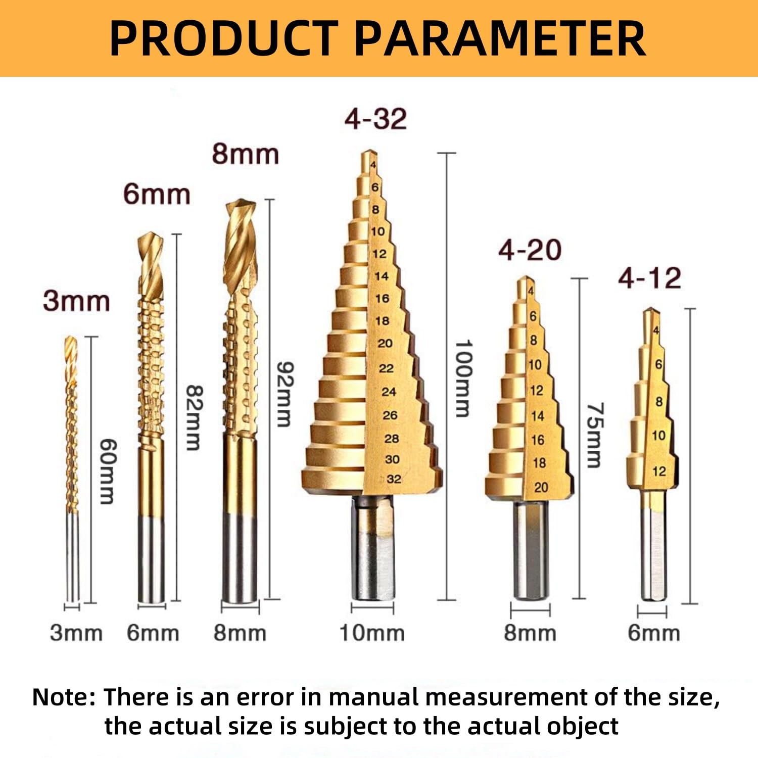6PCS Titanium Coated HSS Drill Bit Set - 3 Step Drill Bits & 3 Twist Drill Bits for Metal, Wood, Plastic | Perfect for DIY Projects, Home Repairs, and Professional Metalworking