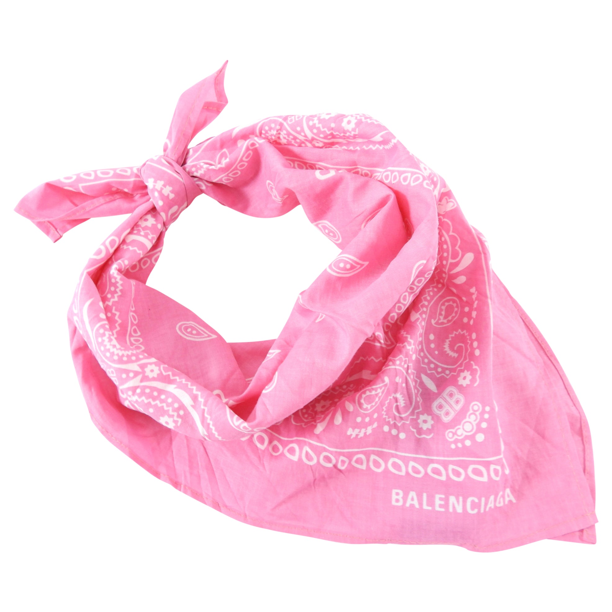 Balenciaga Pink Cotton BB Logo Classic Bandana Scarf - Stylish Fashion Accessory for Women, Perfect for Casual Outfits, Parties, and Everyday Wear