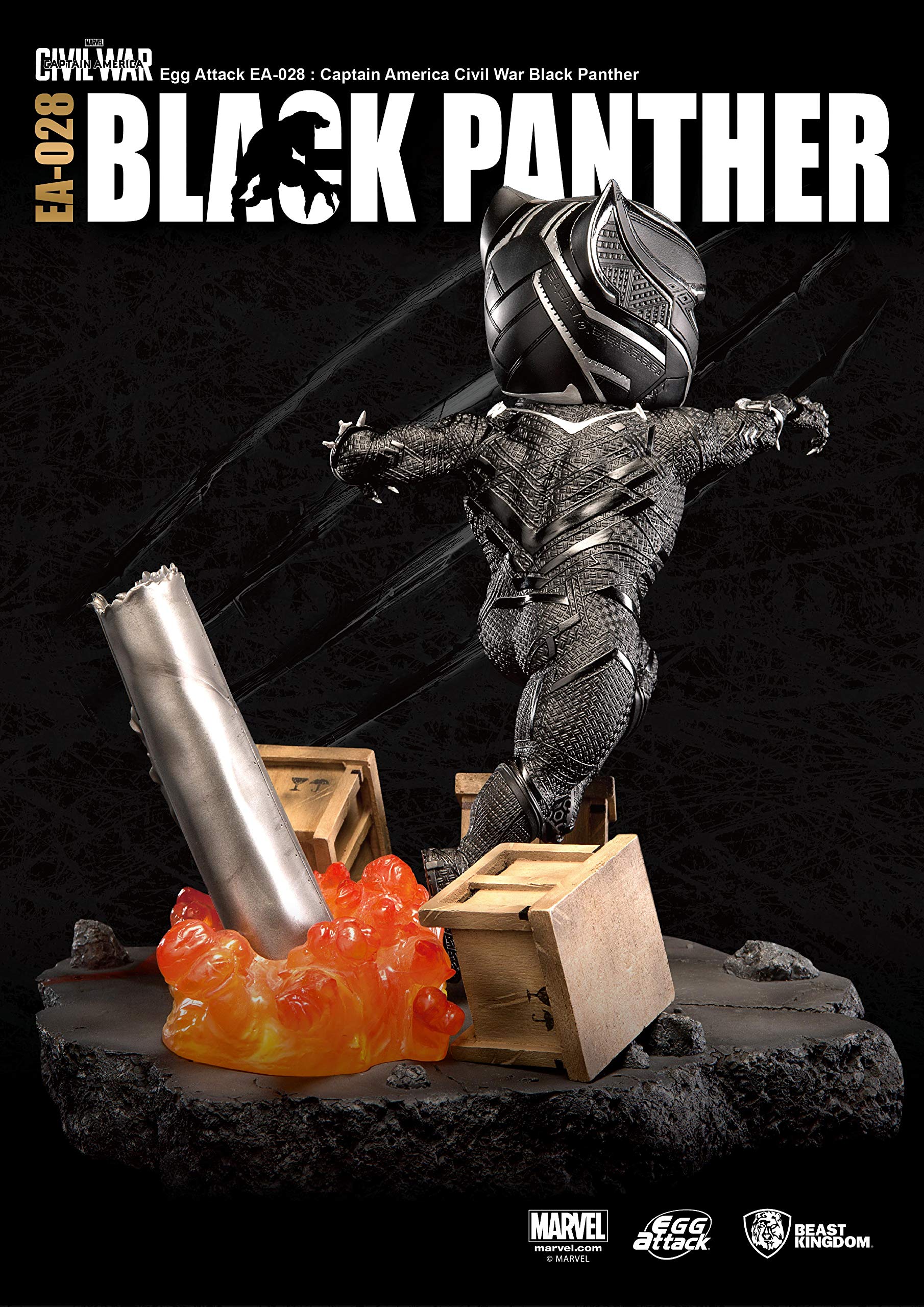 Beast Kingdom Captain America Civil War: EA-028 Black Panther Action Figure - Premium Collectible for Marvel Fans & Display | Perfect for Home Decor, Office Display, and Gifts
