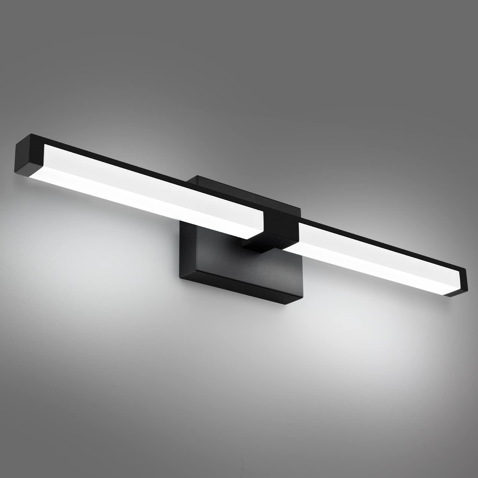 OKELI 24 Inch LED Bathroom Vanity Light Fixture - 16W 6000K Dimmable Black Modern Mirror Lighting - Cool White for Bathroom, Powder Room & Dressing Area - Indoor Use Over Mirror or Vanity