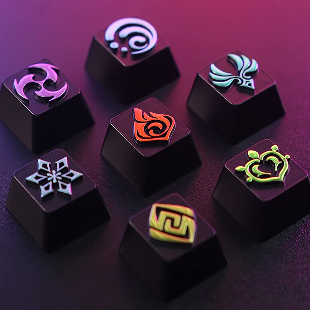 Genshin Impact Mechanical Keyboard Keycap - HNBMC Animation Game Keycap with Natural Element Logo, Zinc-Aluminum Alloy Metal, Personalized Light-Transmitting Design for Gaming & Typing Enthusiasts | Perfect for PC, Mac, and Gaming Setups