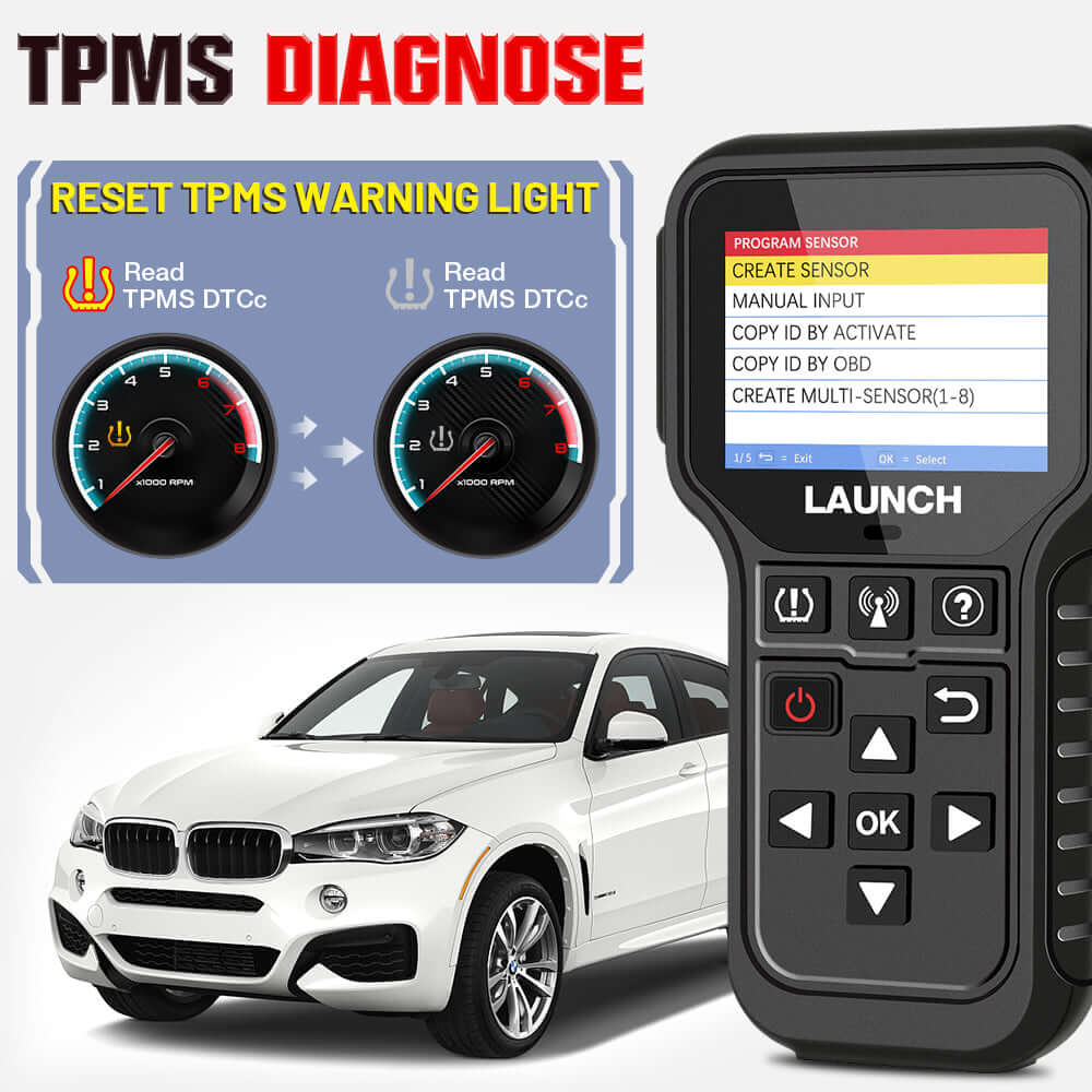 LAUNCH® CRT5011E TPMS Sensor Relearn and Program Tool - Professional Tire Pressure Monitoring System Diagnostic Scanner for Cars, Trucks & SUVs - Perfect for Auto Shops & DIY Mechanics