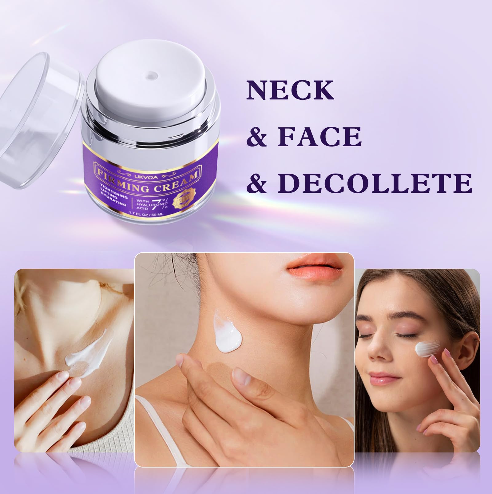 Best Neck Firming Cream for Women - Retinol, Collagen & Hyaluronic Acid Anti-Aging Moisturizer - Tighten & Lift Sagging Skin - 1.7 Fl Oz - Perfect for Night Routine & Daily Skincare