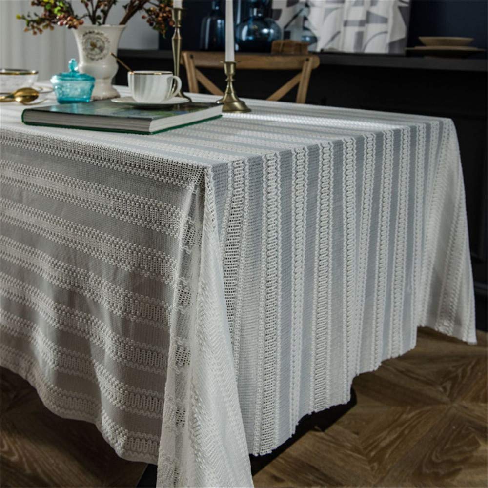 Elegant White Lace Tablecloth for Christmas, Wedding & Party Decor - 59x87 Inch Rectangular Crochet Table Cover with Hollow Design - Perfect for Dining Tables, Coffee Tables, and Special Occasions