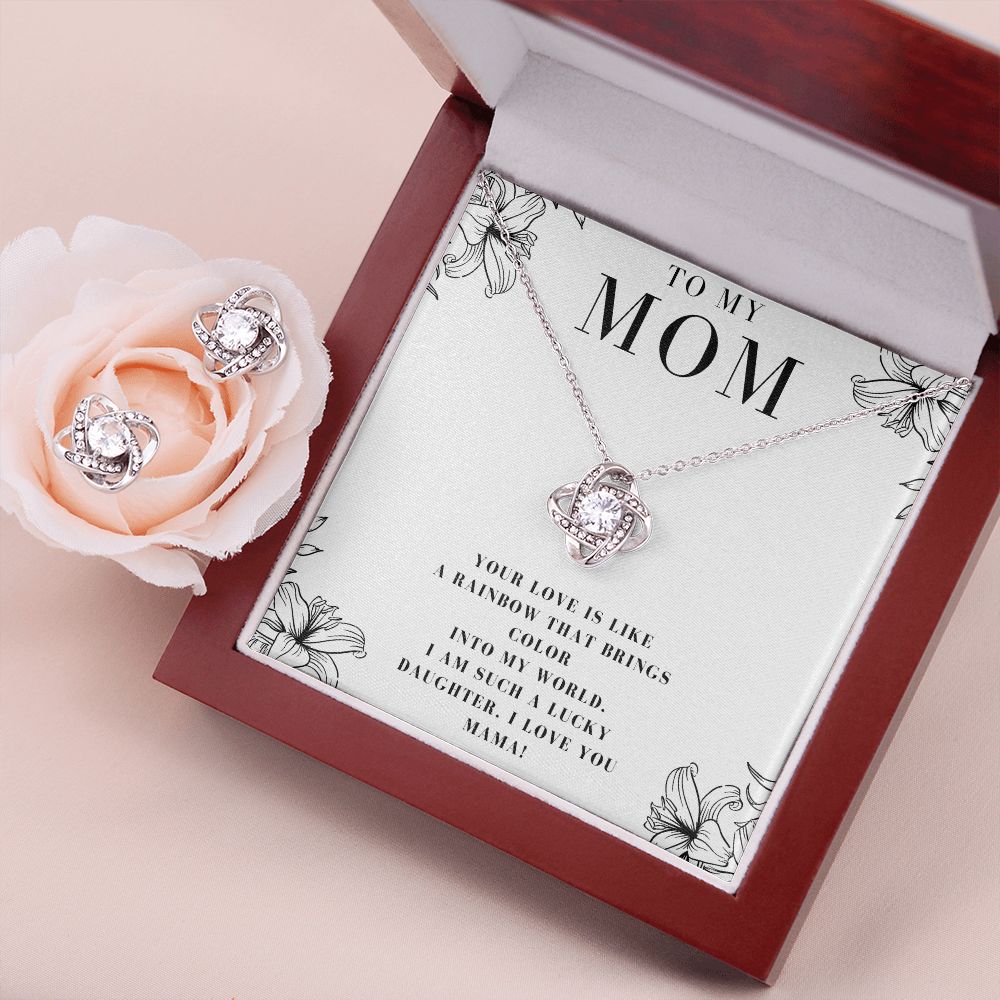 Love Knot Earring & Necklace Set for Mom - Elegant Jewelry Gift for Mother's Day, Wedding, Christmas & Birthday - Perfect for Special Occasions & Everyday Wear
