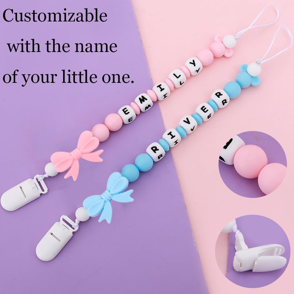 Personalized Baby Girl Pacifier Clips with Name - for Nursery & Travel