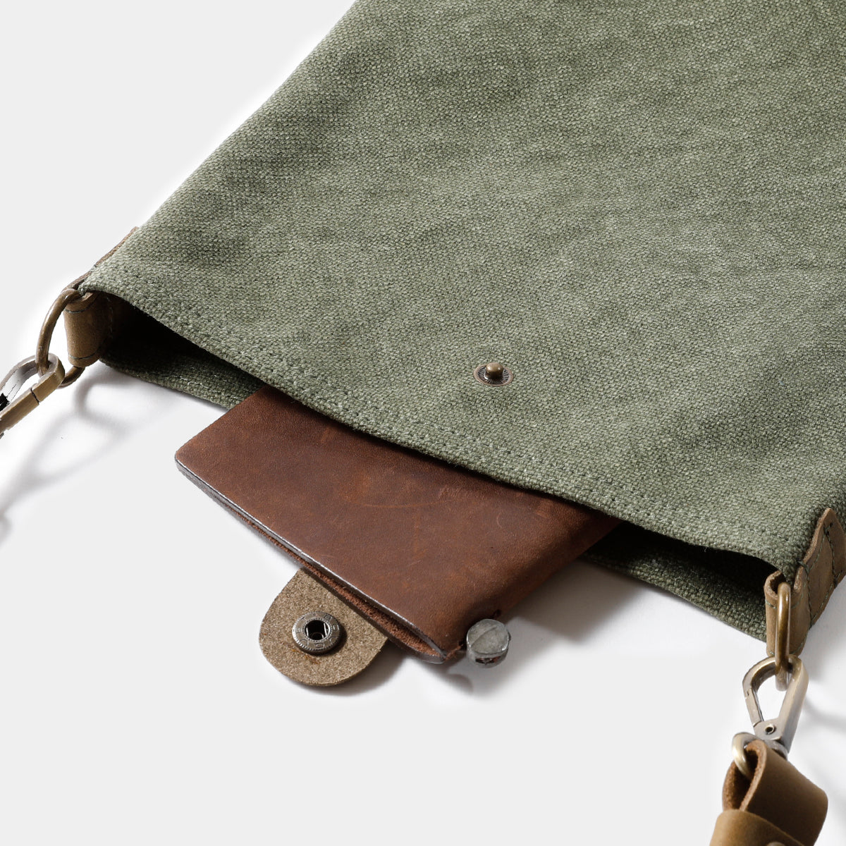 TRAVELER'S COMPANY Canvas Shoulder Bag - Compact S Size in Olive Green | Perfect for Daily Commute, Weekend Trips & Minimalist Travel Accessories