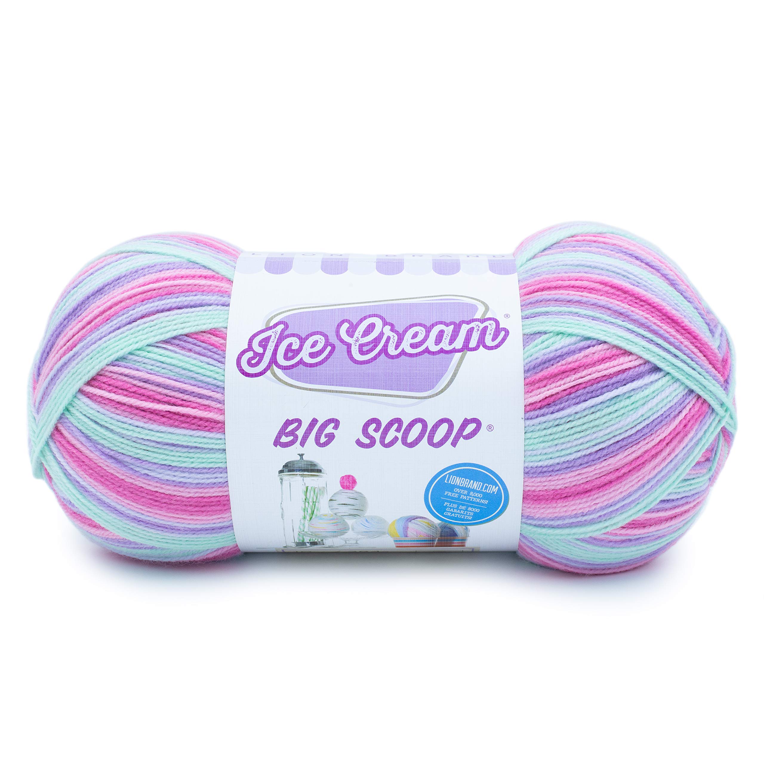 Lion Brand Yarn Ice Cream Big Scoop Yarn - Soft & Chunky Unicorn Color for Knitting, Crochet, DIY Crafts - Perfect for Scarves, Blankets, and Baby Clothes