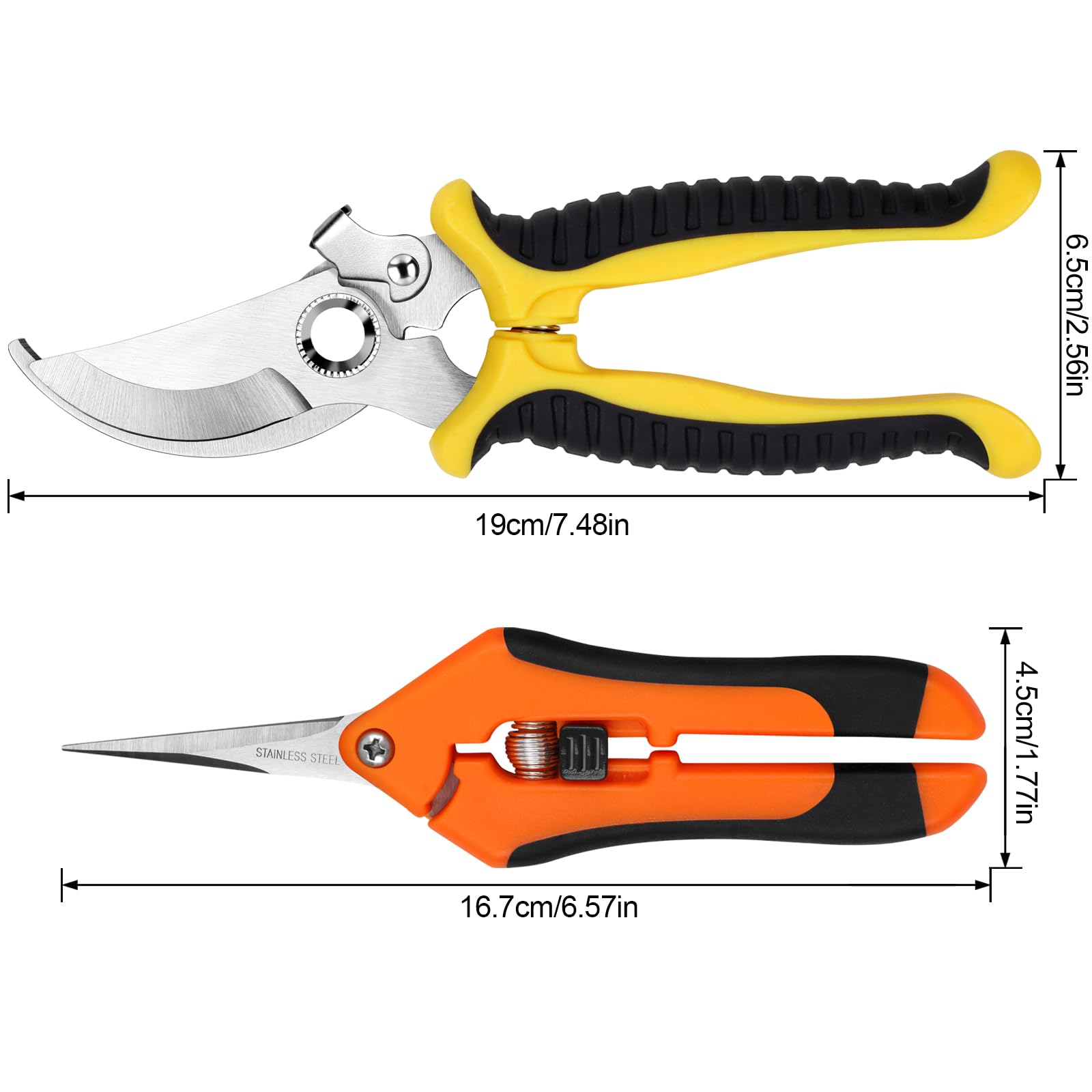 2 Pack Stainless Steel Pruning Shears - Sharp Garden Shears & Clippers with Soft Grip Handle for Trimming Plants, Flowers, and Shrubs | Perfect Gardening Tools for Home & Professional Use