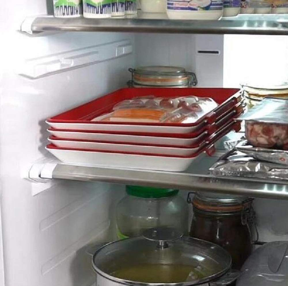 3-Pack Magic Vacuum Sealing Food Storage Containers with Elastic Film Buckle - BPA-Free Plastic Keep Fresh Trays for Fruits, Vegetables & Meal Prep | Airtight Kitchen Organizer for Fridge & Pantry