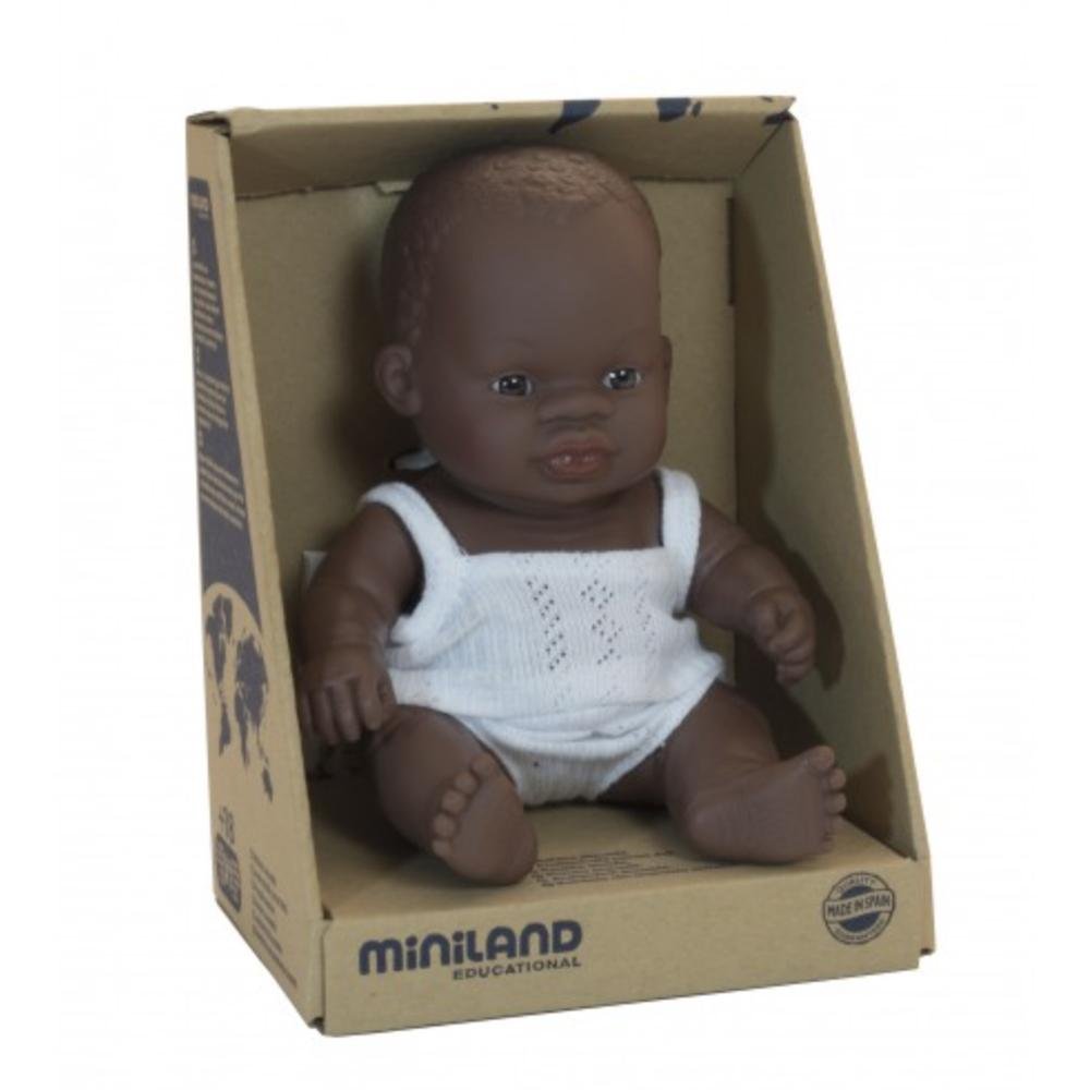 Miniland Anatomically Correct African Boy Doll - Educational Toy for Kids, Diversity Learning & Play Therapy - Perfect for Classrooms, Playrooms & Cultural Awareness Activities