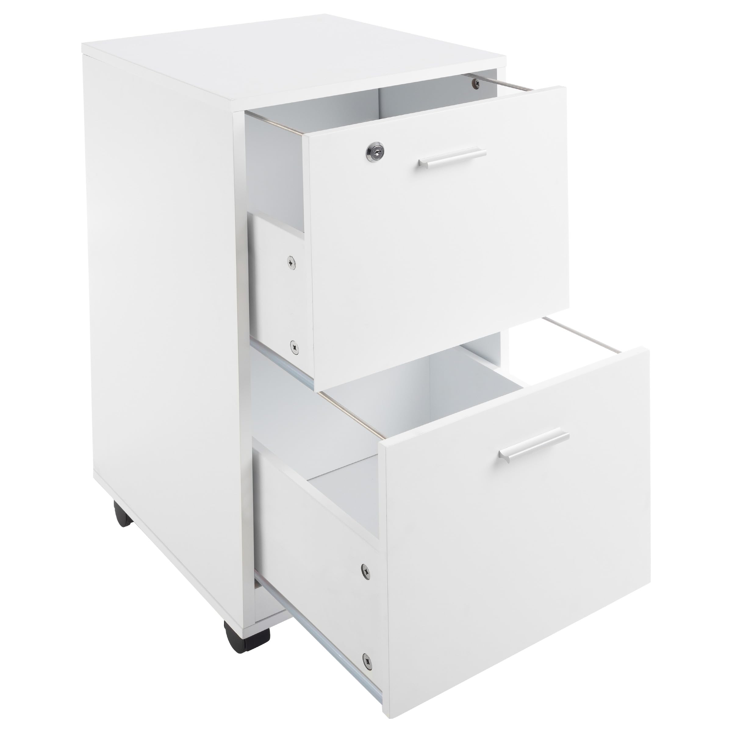 Lavish Home 2-Drawer File Cabinet with Lock - Deep Storage Rolling Filing Cabinet for Under Desk, Home & Office Organization (White) - Perfect for Document Storage, Office Supplies & Home Office Filing Needs