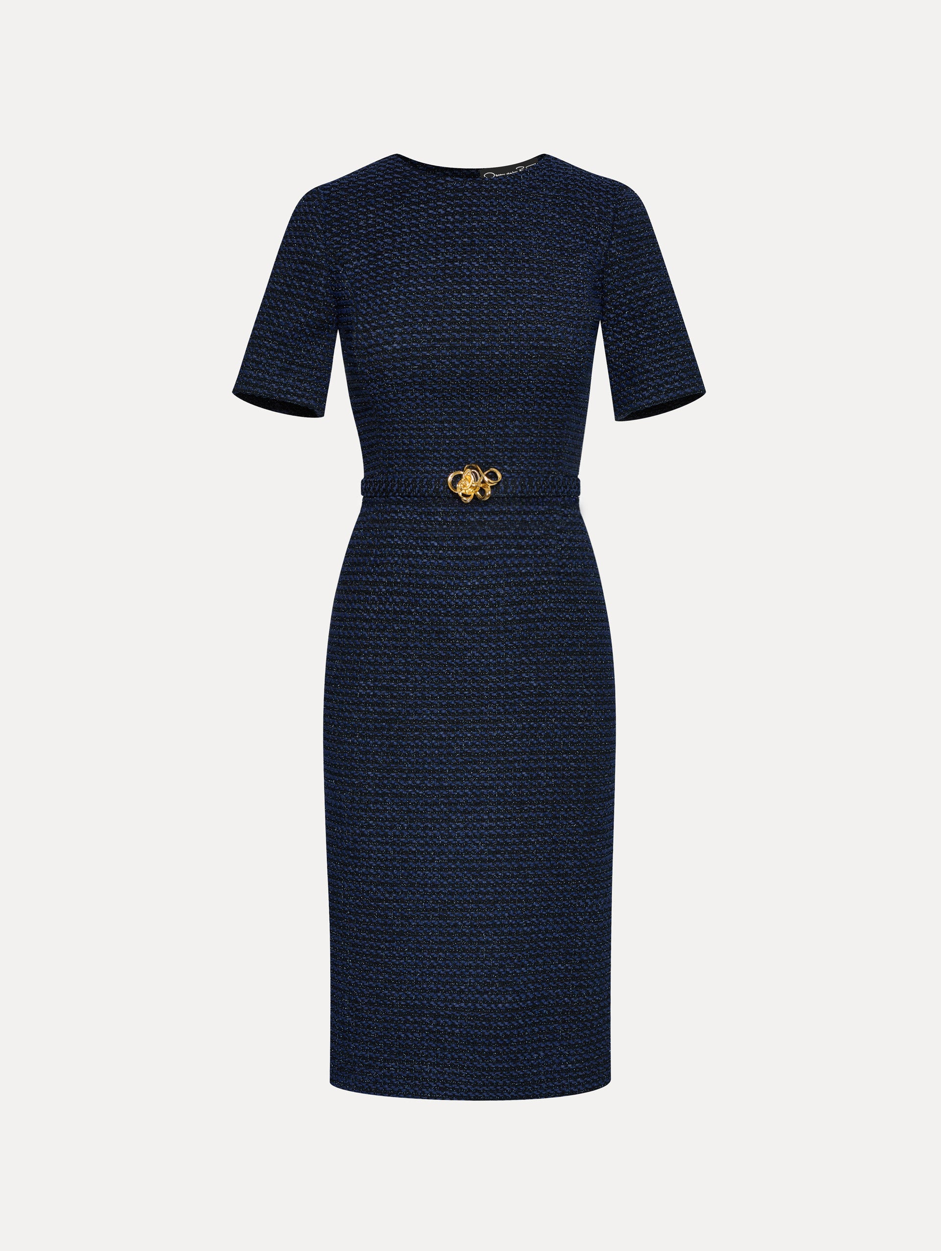 Elegant Lurex Check Tweed Pencil Dress for Women - Office, Cocktail & Party Wear - Slim Fit Formal Dress with Metallic Thread Details