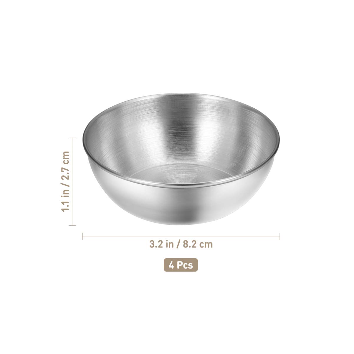 Hemoton 4-Piece Stainless Steel Mini Sauce Bowls - 3.15 Inch Round Sushi Dipping Dishes, Seasoning Saucers & Appetizer Plates for Asian Cuisine, Condiments, and Party Snacks - Perfect for Restaurants, Home Kitchens, and Entertaining